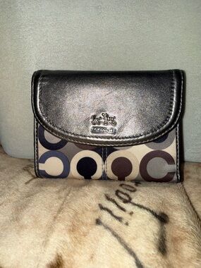 🖤Coach Madison OP Tri-Fold Wallet in Gray/ Purple 🖤